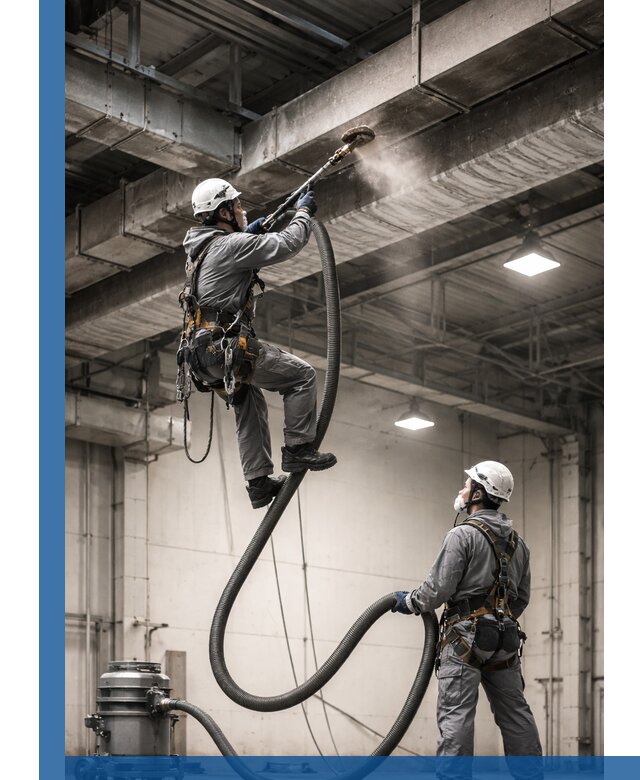 Обеспыливание потолочных конструкций в Мелеузе промышленным альпинизмом