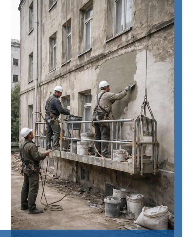 Капитальный ремонт фасада в Мелеузе от 4296 р. | ВЫСОТНИК-Млз