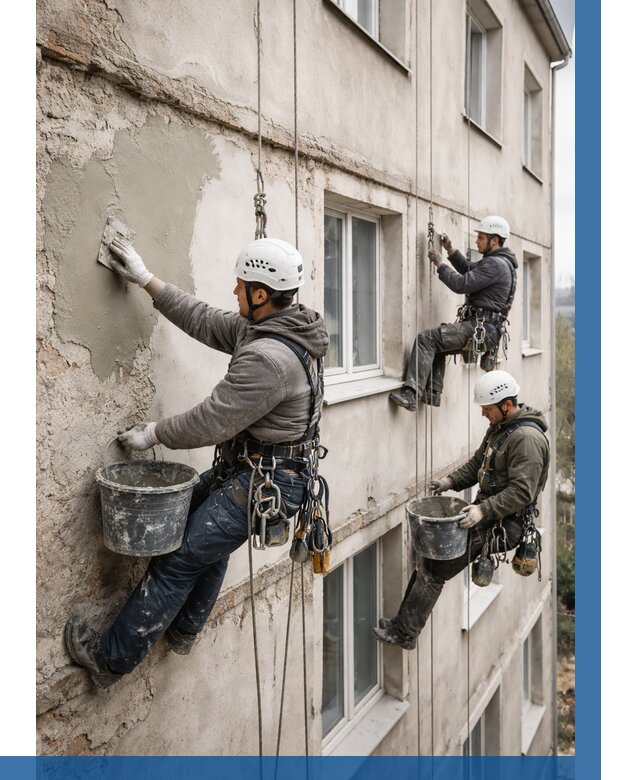 Ремонт штукатурного фасада в Мелеузе от 767 р. под ключ | ВЫСОТНИК-Млз