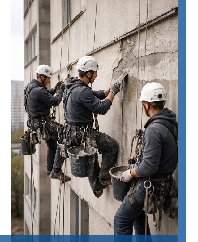 Ремонт бетонных элементов фасада в Мелеузе от 2557 р. | ВЫСОТНИК-Млз