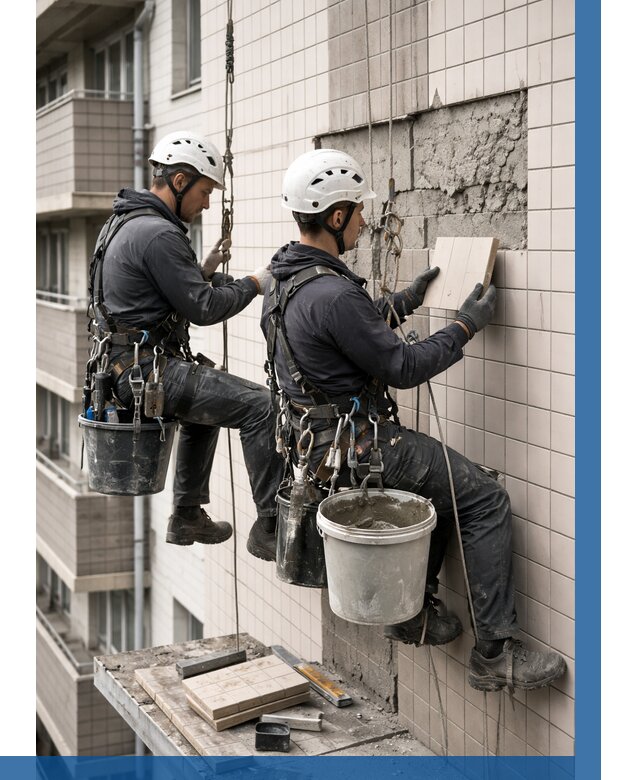 Ремонт облицовки фасада плиткой в Мелеузе от 1841 р. | ВЫСОТНИК-Млз