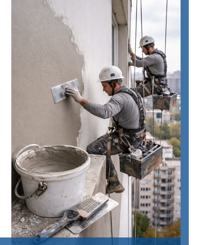 Шпаклевка фасада на высоте в Мелеузе от 716 р. | ВЫСОТНИК-Млз