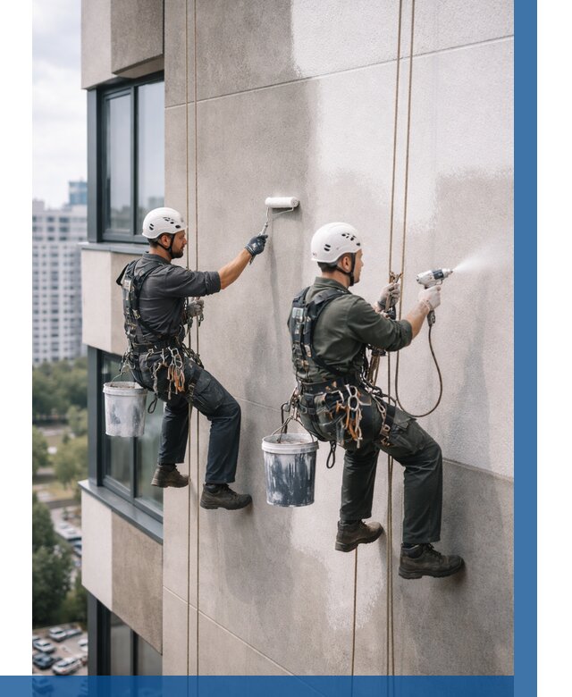 Покраска фасада альпинистами в Мелеузе от 307 р. | ВЫСОТНИК-Млз