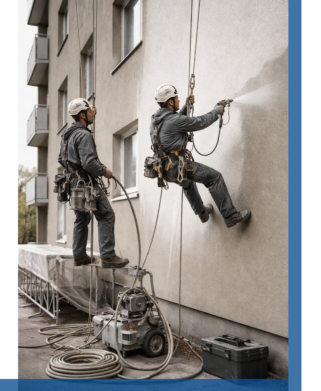 Безвоздушная покраска фасада в Мелеузе от 225 р/м² | ВЫСОТНИК-Млз