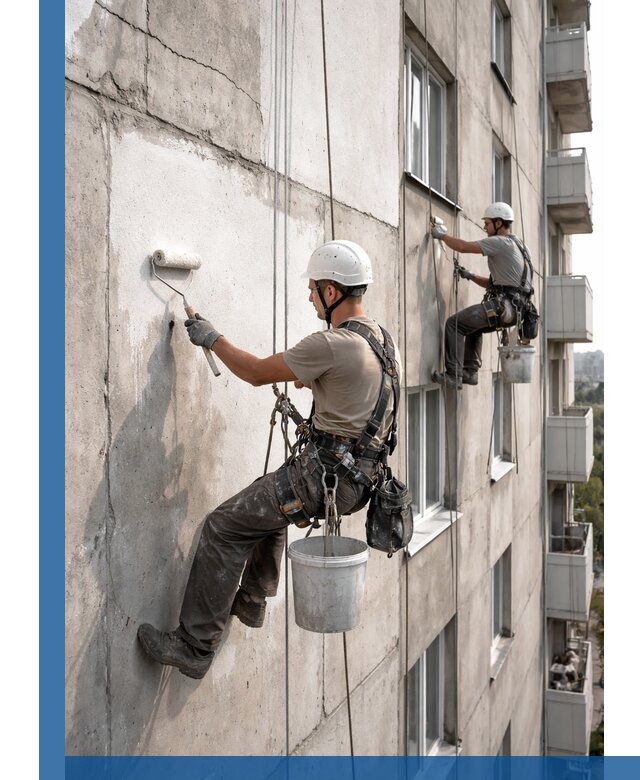 Покраска бетонного фасада в Мелеузе для жилых и промышленных объектов