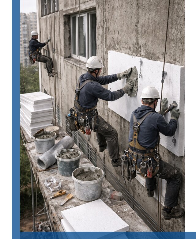 Утепление фасада пенополистиролом в Мелеузе под ключ