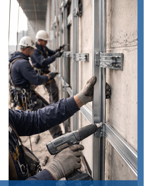 Монтаж подсистемы вентфасада в Мелеузе от 869 р. | ВЫСОТНИК-Млз