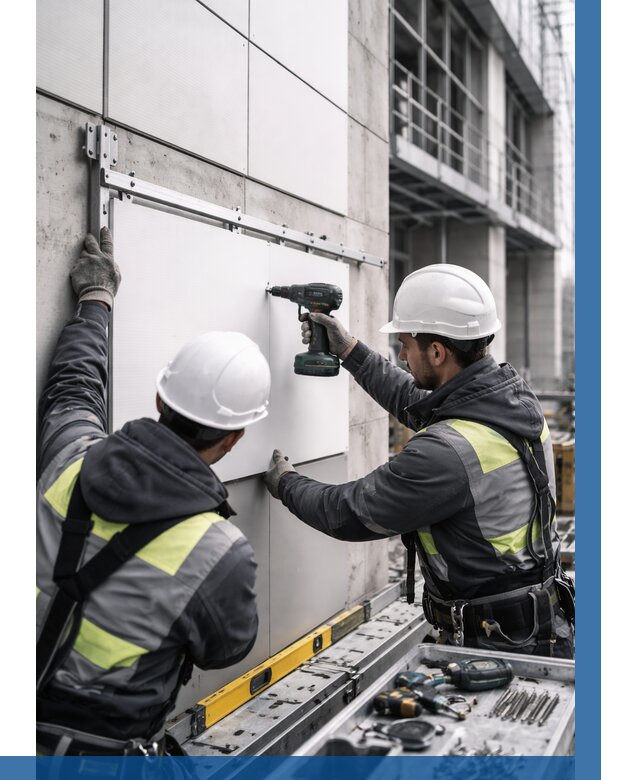 Монтаж композитных панелей фасада в Мелеузе от 2557 р. | ВЫСОТНИК-Млз