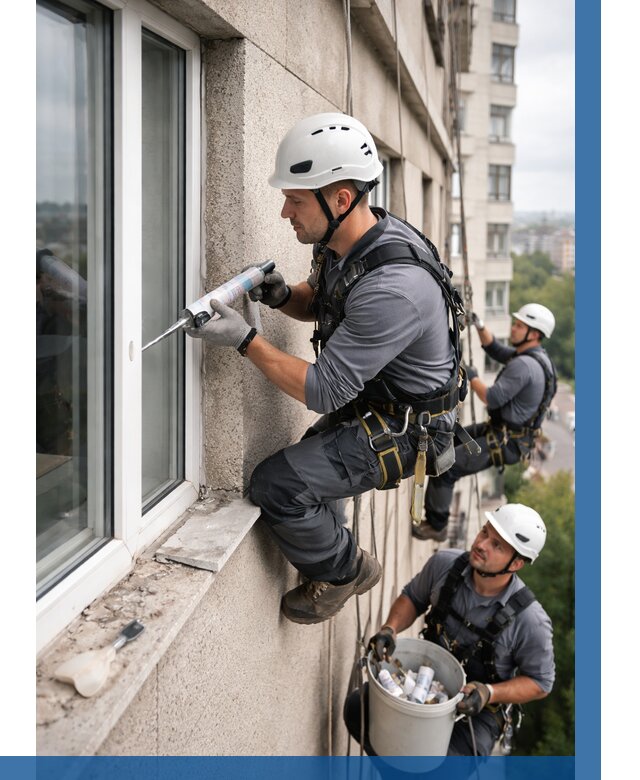 Герметизация оконных швов снаружи в Мелеузе от 1534 р. | ВЫСОТНИК-Млз