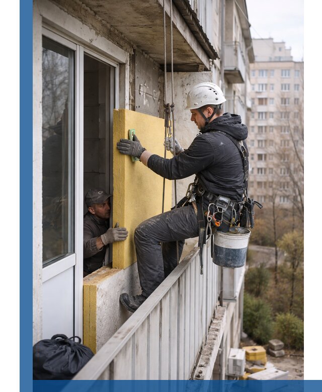 Профессиональное утепление балкона снаружи в Мелеузе под ключ