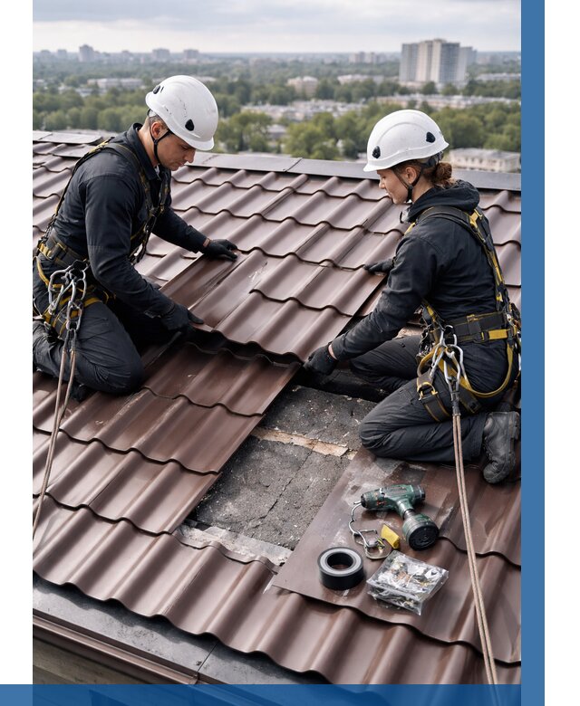 Ремонт металлочерепицы на крыше в Мелеузе от 921 р. | ВЫСОТНИК-Млз