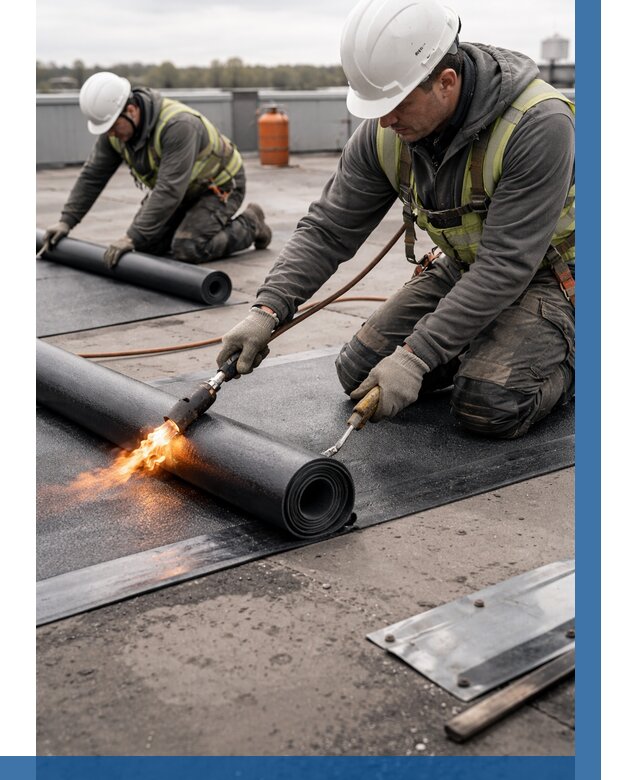 Монтаж наплавляемой кровли в Мелеузе от 869 р. — ВЫСОТНИК-Млз