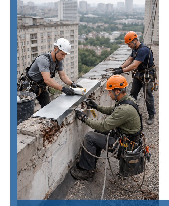 Ремонт парапета на кровле в Мелеузе, высотные работы с гарантией