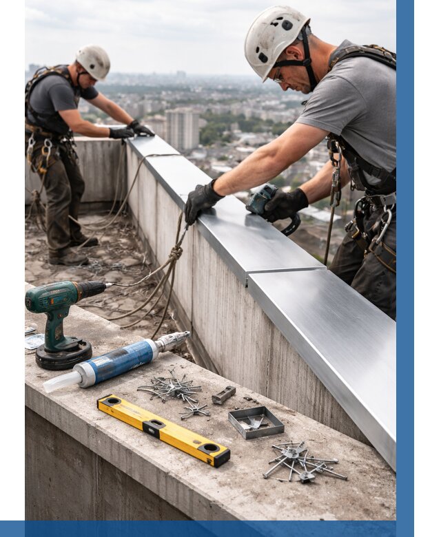 Монтаж парапетных крышек в Мелеузе от 818 р. | ВЫСОТНИК-Млз