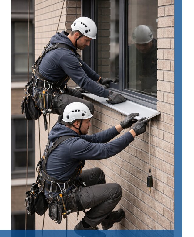 Монтаж оконных отливов под ключ в Мелеузе от 3580 р. | ВЫСОТНИК-Млз