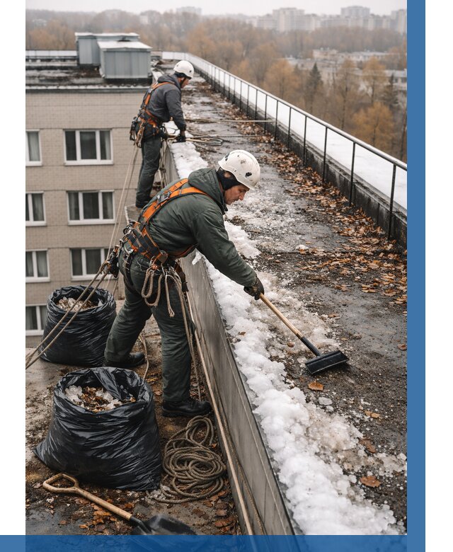 Очистка кровли по периметру в Мелеузе от 563 р. | ВЫСОТНИК-Млз