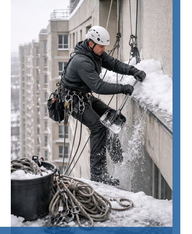 Очистка карнизов от снега в Мелеузе от 307 р. | ВЫСОТНИК-Млз