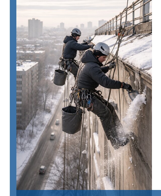 Очистка карнизов от снега в Мелеузе профессионально и безопасно