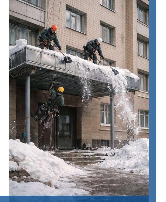 Очистка козырьков от снега в Мелеузе от 3580 р. | ВЫСОТНИК-Млз