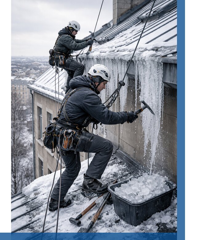 Удаление наледи с кровли в Мелеузе от 5626 р. | ВЫСОТНИК-Млз