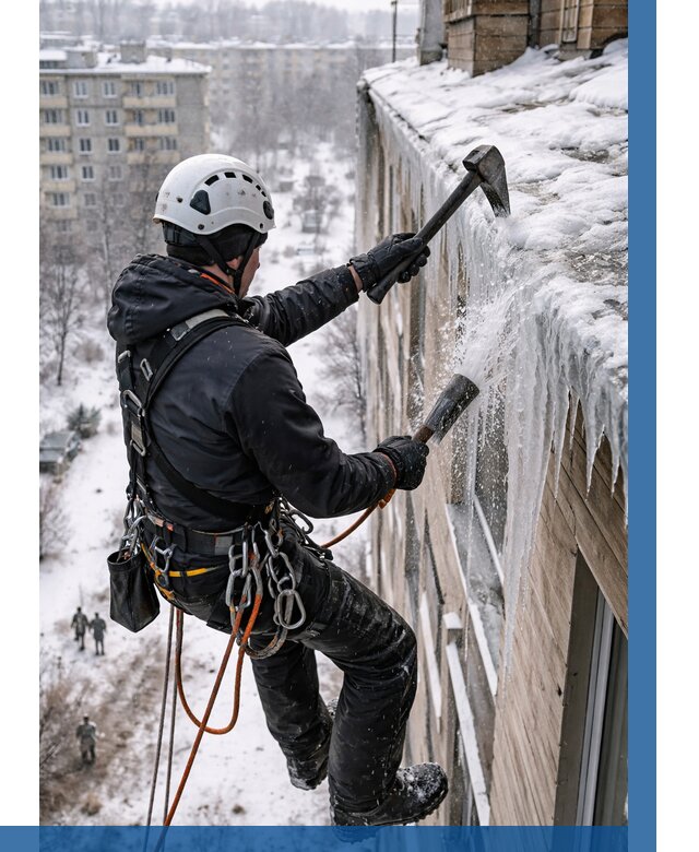 Сбивание сосулек с крыши в Мелеузе по цене от 4603 р. | ВЫСОТНИК-Млз