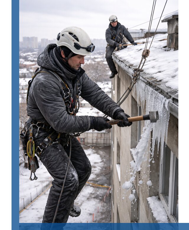 Сбивание и удаление сосулек с крыши в Мелеузе безопасно