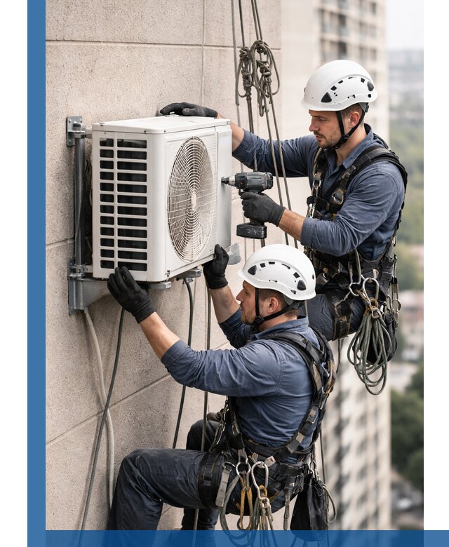 Монтаж внешнего блока кондиционера в Мелеузе установка и крепление