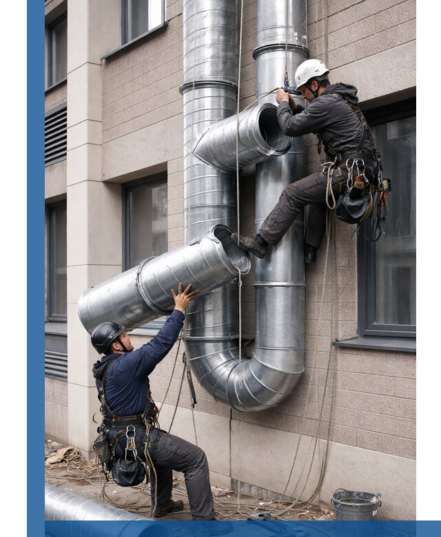 Монтаж фасадных воздуховодов в Мелеузе с герметизацией и крепежом