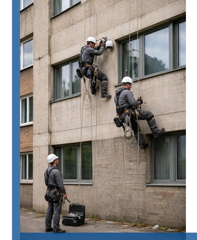 Монтаж фасадных камер видеонаблюдения в Мелеузе под ключ