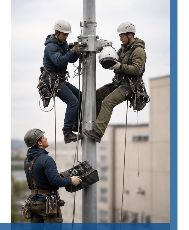 Установка видеокамер на мачте в Мелеузе от 8695 р. | ВЫСОТНИК-Млз