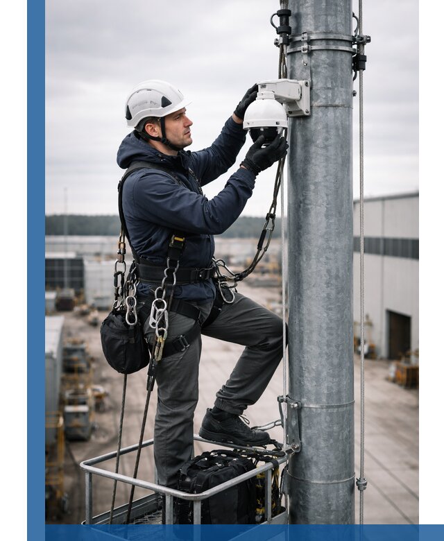 Профессиональная установка видеокамер на мачте в Мелеузе