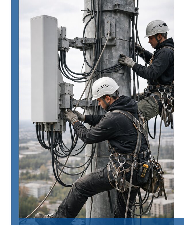 Монтаж оборудования связи на мачте в Мелеузе с пусконаладкой