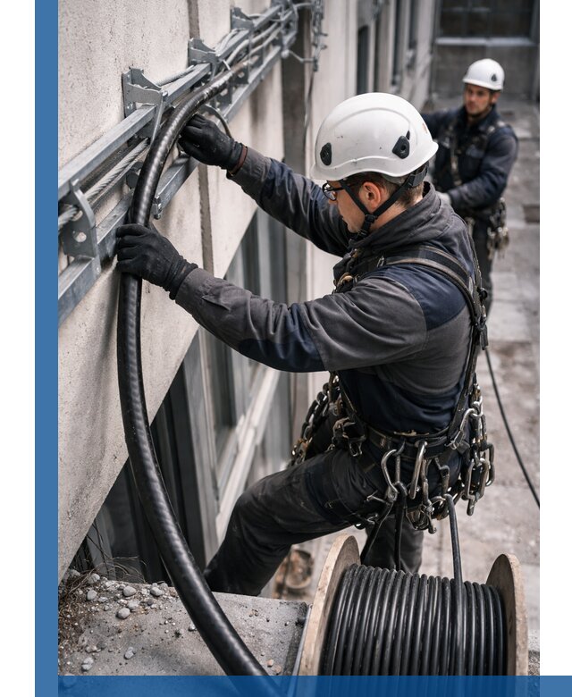 Протяжка кабеля питания на высоте в Мелеузе с гарантией безопасности и качества