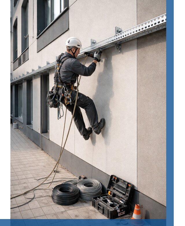 Монтаж кабельных лотков на фасаде в Мелеузе от 1227 р. | ВЫСОТНИК-Млз