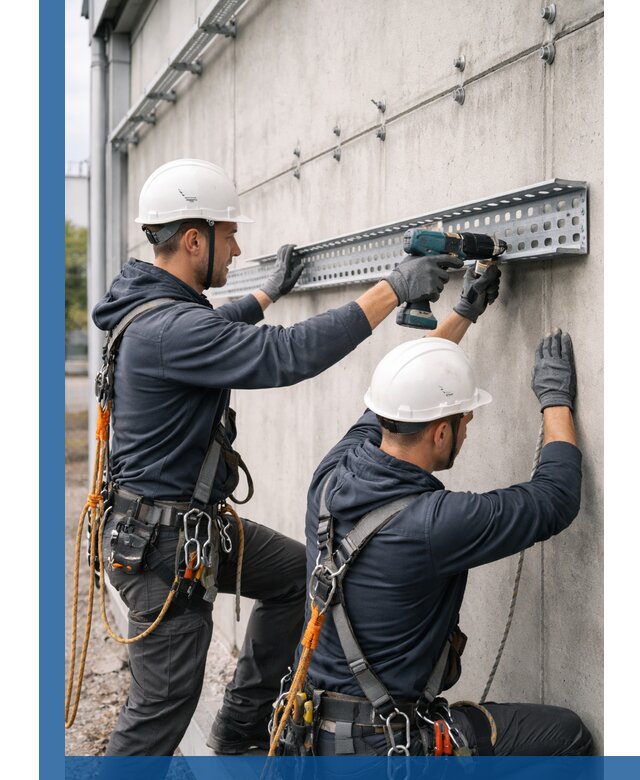 Монтаж кабельных лотков на фасаде зданий в Мелеузе с гарантией