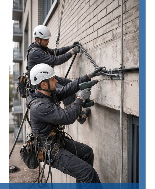 Крепление кабеля на фасаде в Мелеузе от 358 р. | ВЫСОТНИК-Млз