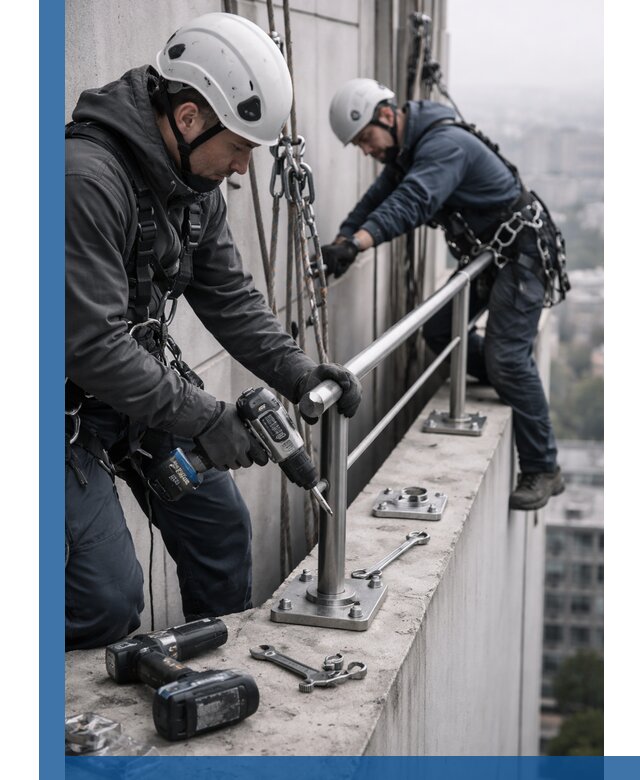 Монтаж перил на высоте в Мелеузе для жилых и промобъектов