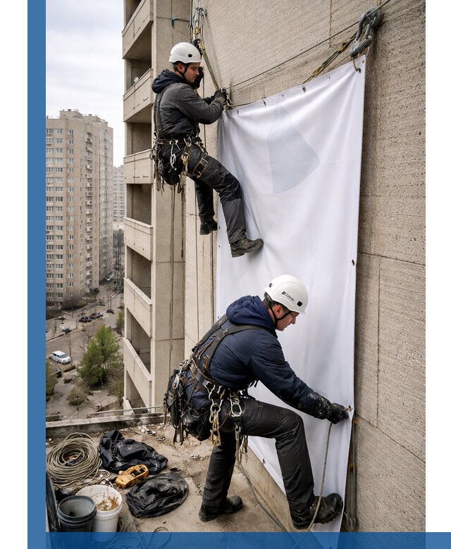 Профессиональный монтаж баннеров на фасаде в Мелеузе