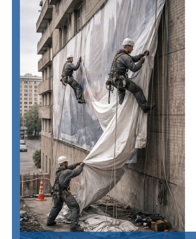 Демонтаж баннеров с фасада в Мелеузе оперативно и безопасно