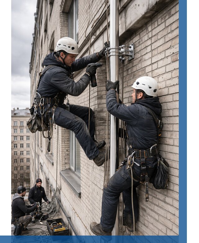 Монтаж флагштока на здании в Мелеузе от 6649 р. | ВЫСОТНИК-Млз