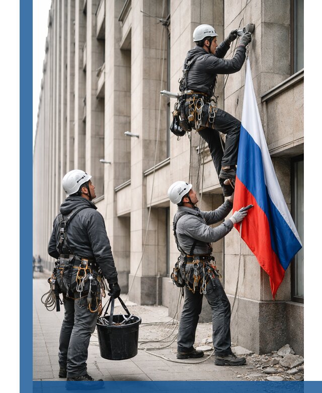 Профессиональная установка флагов на фасаде в Мелеузе