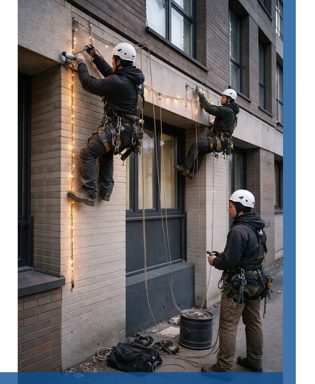 Монтаж гирлянд на фасаде в Мелеузе от 3580 р. | ВЫСОТНИК-Млз