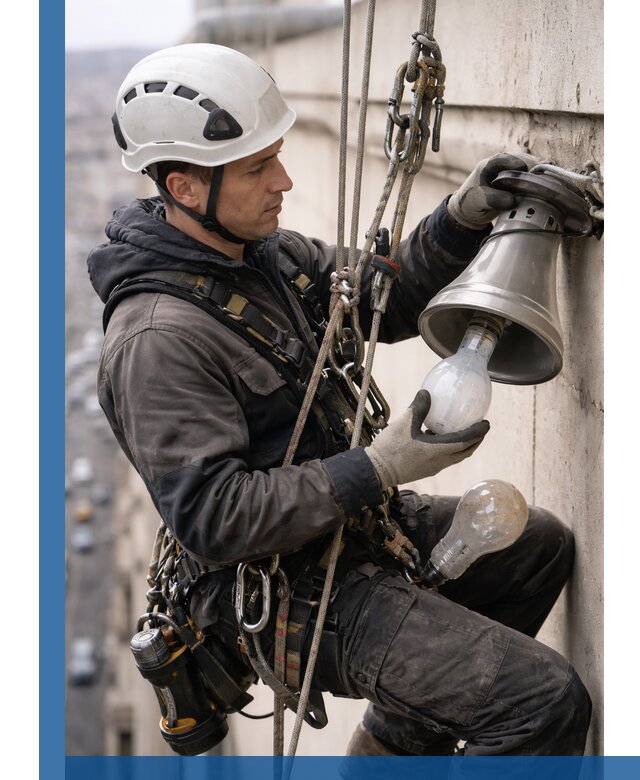 Замена ламп на высоте в Мелеузе профессионально и быстро