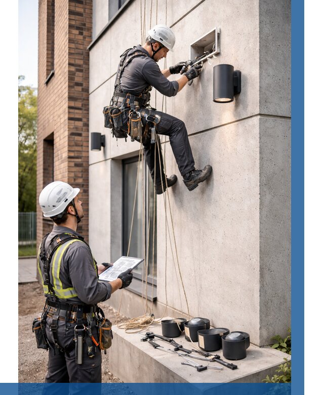 Монтаж фасадного освещения в Мелеузе от 2557 р. | ВЫСОТНИК-Млз