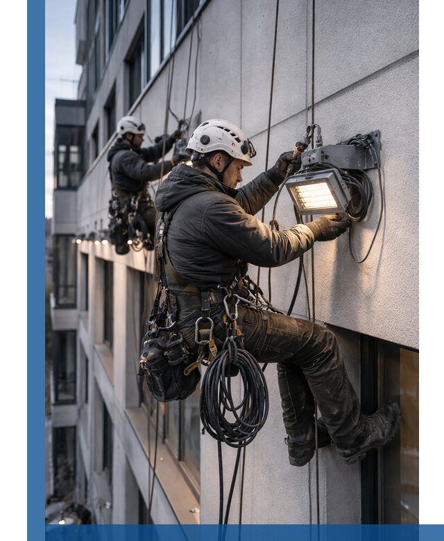 Монтаж фасадного освещения в Мелеузе установка и подключение