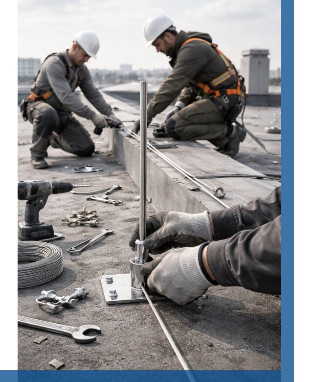 Монтаж молниезащиты на кровле в Мелеузе цена от 25573 р. | ВЫСОТНИК-Млз