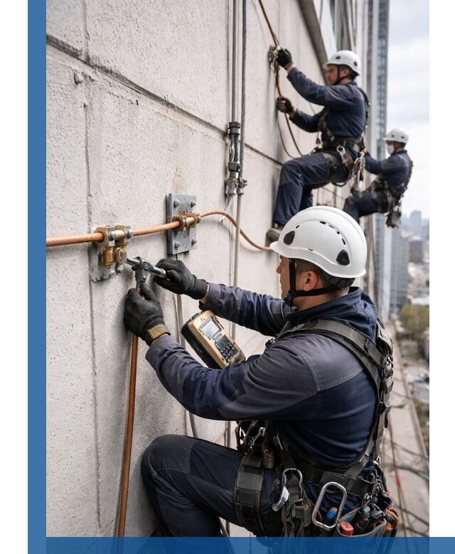 Монтаж системы заземления здания и молниезащиты в Мелеузе