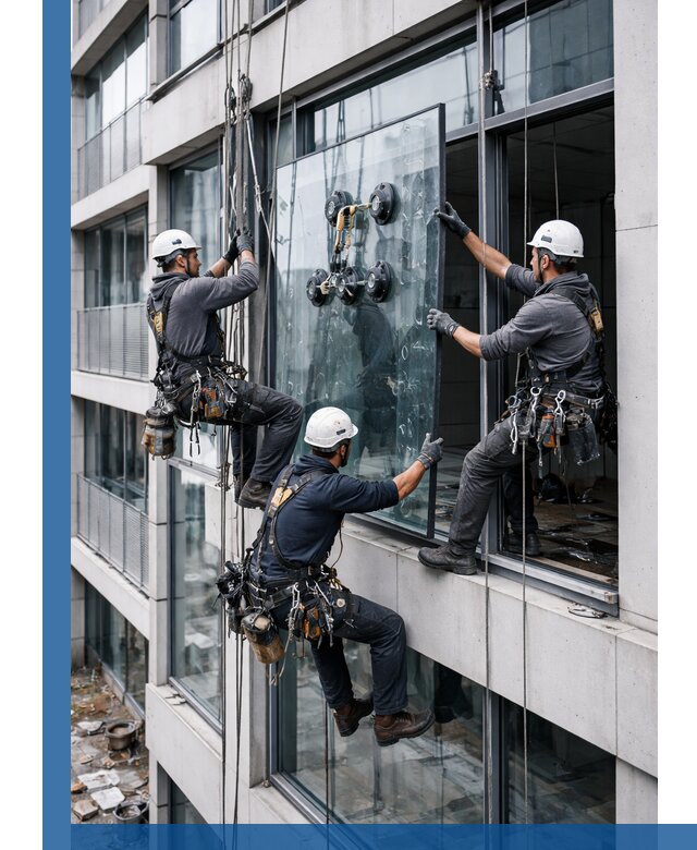 Фасадное остекление и монтаж витражей зданий в Мелеузе под ключ