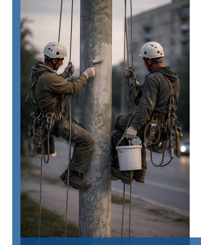 Покраска опор освещения и антикоррозийная защита в Мелеузе