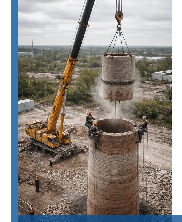 Демонтаж дымовой трубы в Мелеузе с гарантиями безопасности